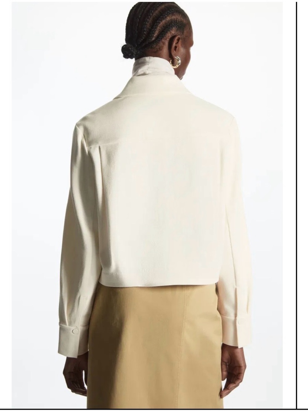 COS Women's Cream Cropped Twill Button Jacket Size EU Large/US Med or Large - Picture 2 of 12